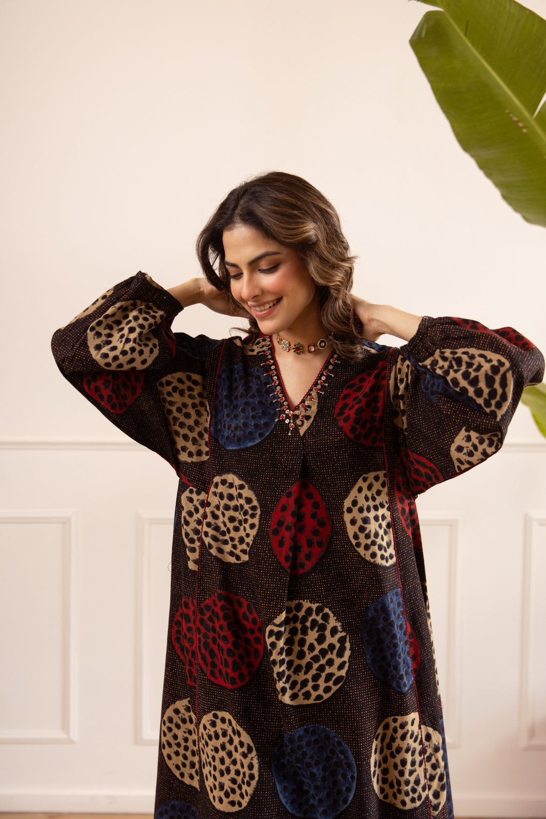 Black Printed Cotton Flex Kurta Set - alternate view