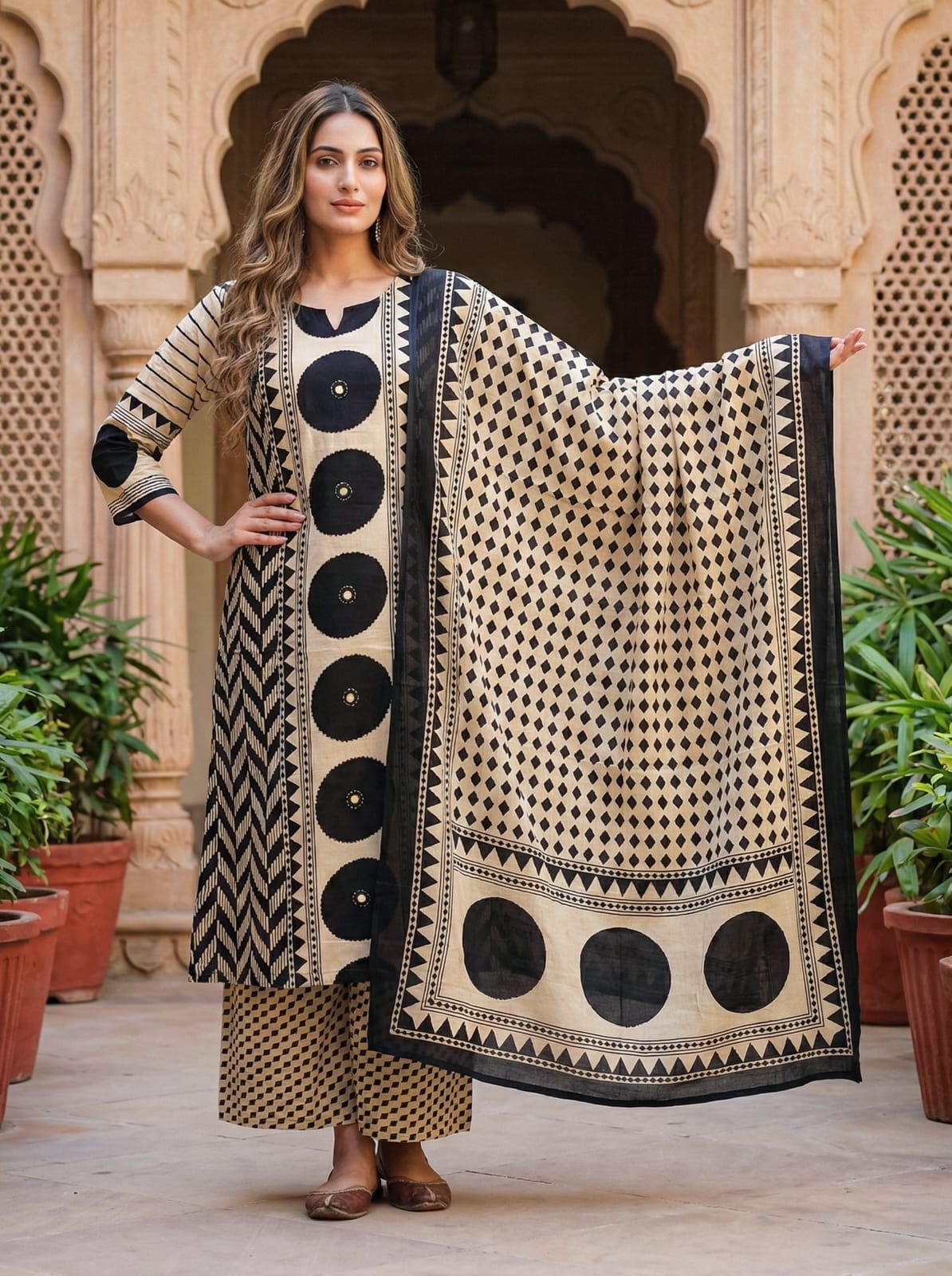 Beige Noir Heritage Kurta Plazzo set
