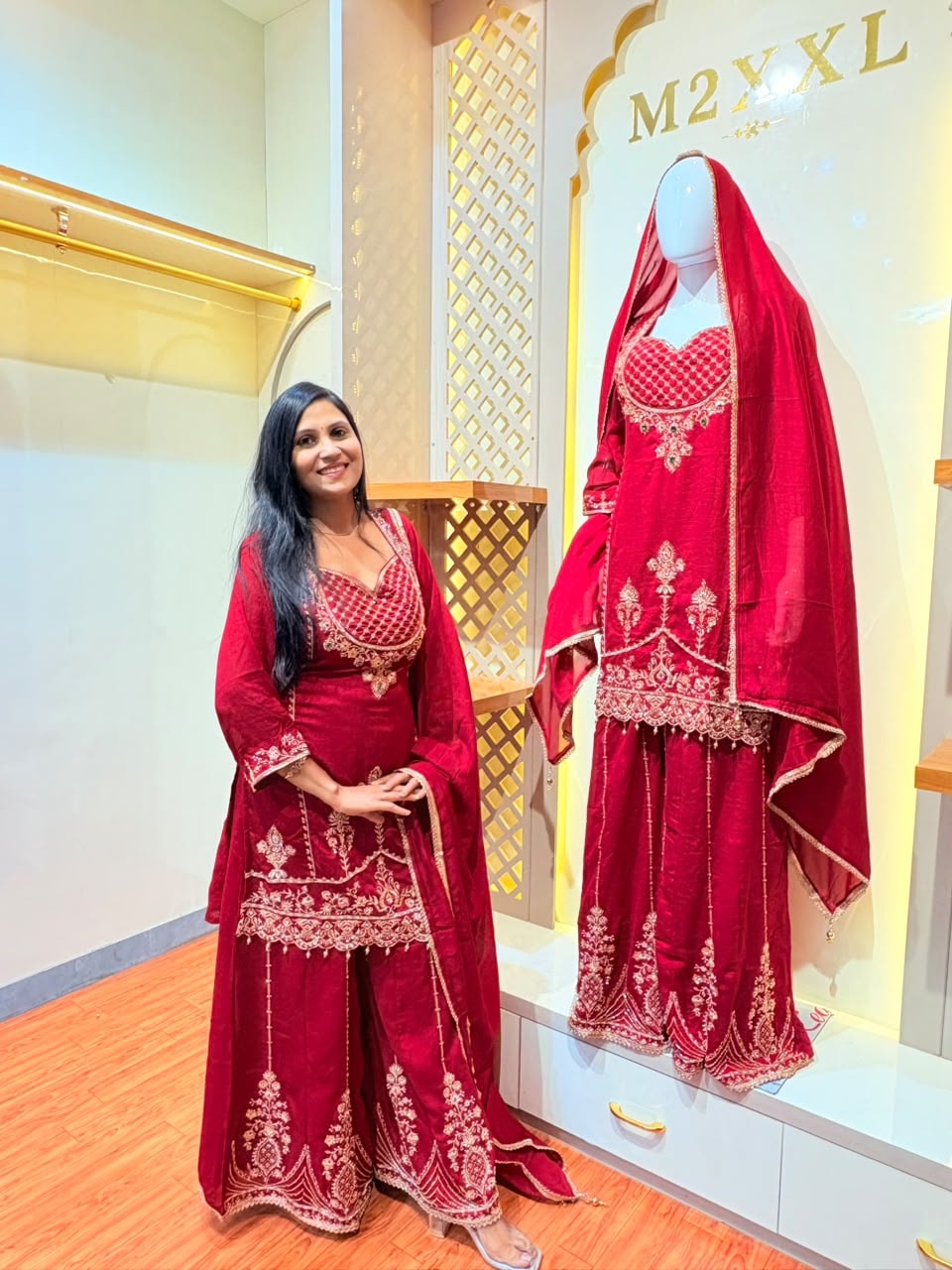 Chandni - Karwa Chauth Special Royal Red Pure Silk Sharara Set