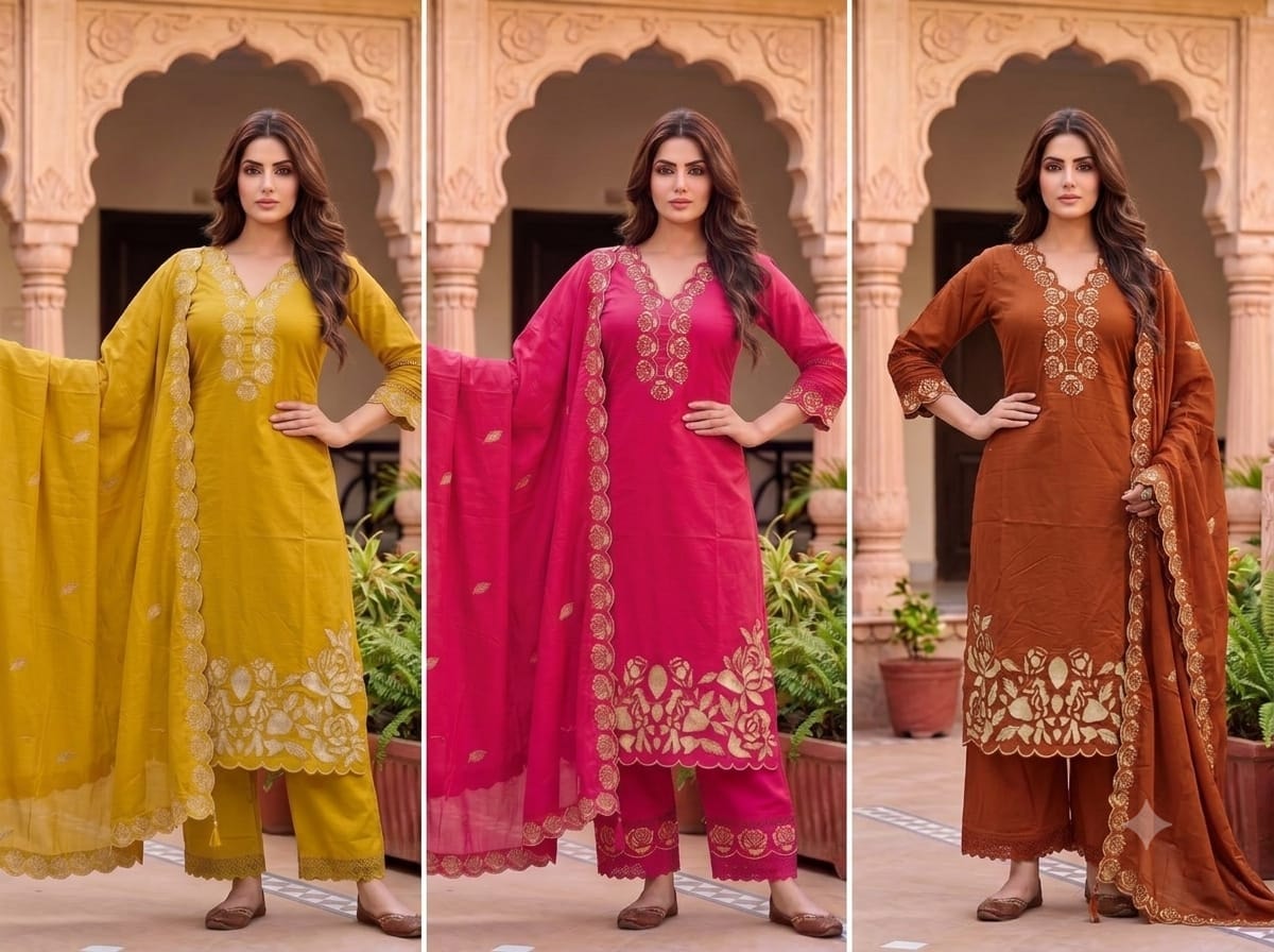 Gul-E-Rose - Premium Roman Silk Scallop Set